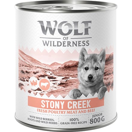 Wolf of Wilderness Junior “Expedition” 6 x 800 g - Stony Creek - Gevogelte met rund
