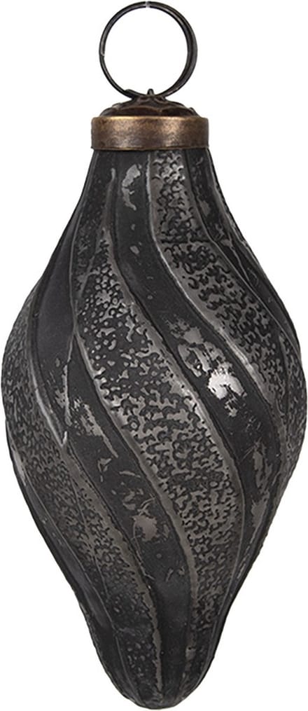 Clayre & Eef Kerstbal Overig Ø 6x11 cm Zwart Grijs Glas Kerstballen