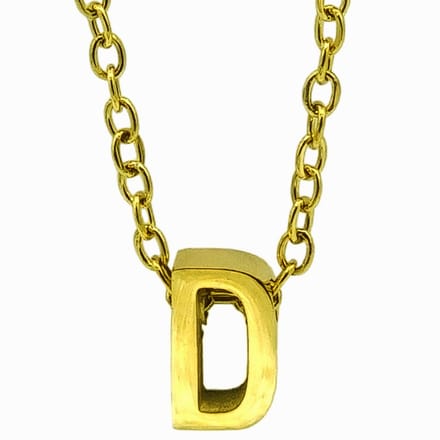 Initial ketting letter D - Minimalistisch - Goudkleurig Staal