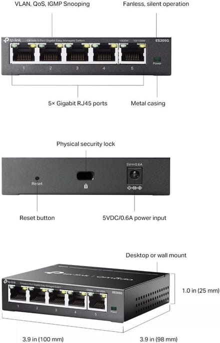 5-Poorts Gigabit Netwerk Switch - Eenvoudig Beheersbare LAN Switch