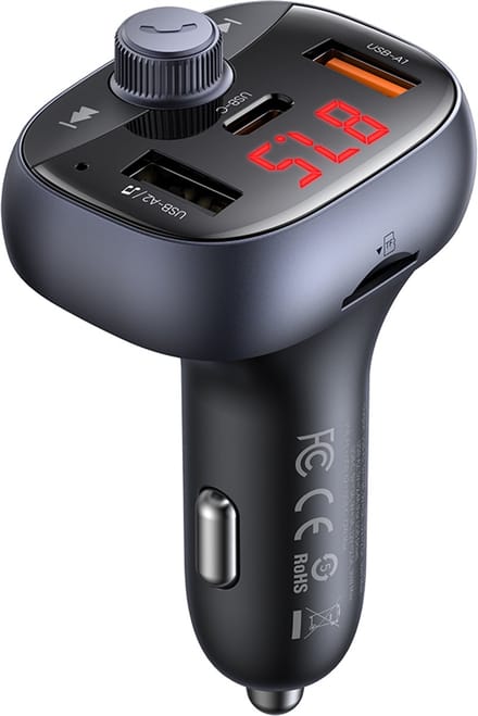 Mcdodo - 72W Autolader met FM Transmitter - USB C en USB A - Micro SD - Zwart