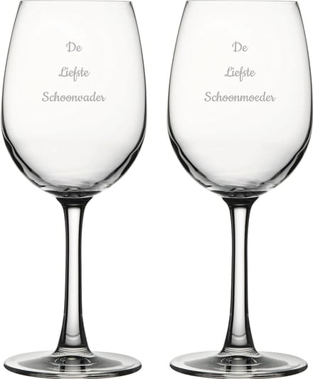 Gegraveerde witte wijnglas 36cl De Beste Schoonvader- De Beste Schoonmoeder