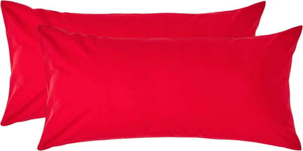 Homescapes Kussensloop 40x80 cm Set van 2 – Rood – 100% Egyptisch Perkal Katoen – 200 TC