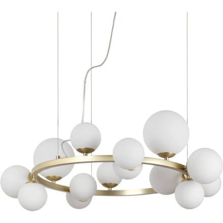 IDEAL LUX hanglamp Perlage messing/wit 14-armig Ø 85 cm