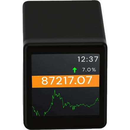 Ticker de Prix Bitcoin pour Bureau 1,54 Pouce 2,4G Type C Ticker d'Affichage Crypto BTC en Temps Réel pour la Maison noir