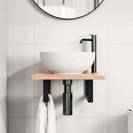 vidaXL - Badkamer - wandschap - staal - en - massief - eikenhout