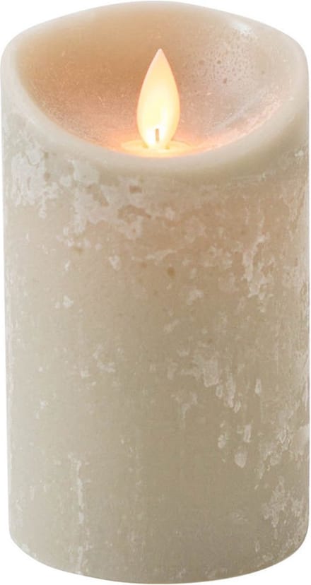Anna's Collection Led kaars/stompkaars - taupe - H12,5 x D7,5 cm - wax - bewegende vlam