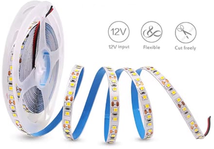 LEDstrip 2835 warmwhite 3000K 12V 60 leds per meter IP20 rol 5 meter 8 mm dimbaar