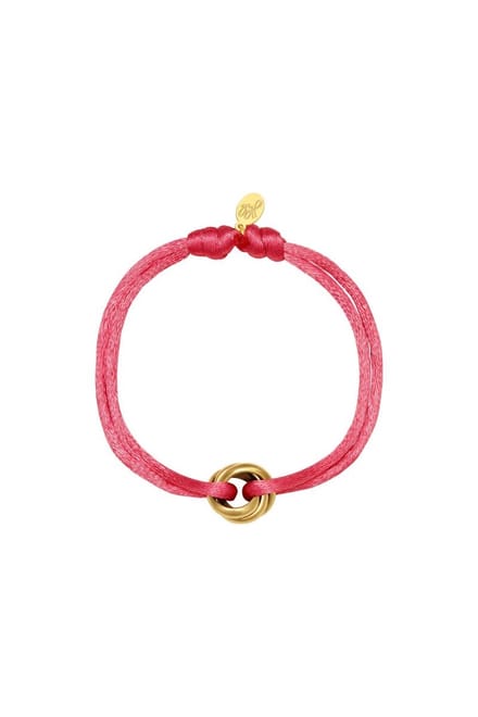 Satijnen armband Knot - Verstelbaar - One Size - Fel Roze - Trendy