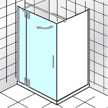 HSK K2P hinged door on side panel for side wall,80cm,stop left