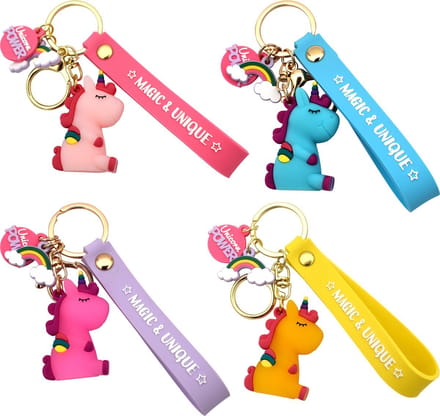 Unicorn Silicoon Sleutelhanger - Set van 4