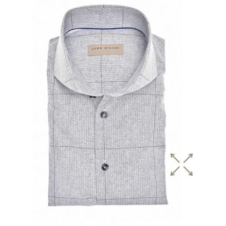 John Miller Overhemd Fantasy Herringbone Large Check Cotton Stetch Donker Blauw / male