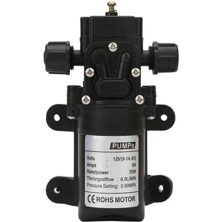 DC 12V 70W 6L Min Zelfaanzuigende Hogedruk Membraanpomp Twee Zijdelingse Draad Waterpomp zwart