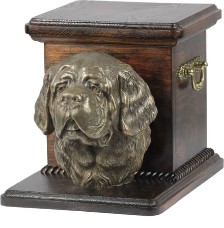 Elegante urn voor hondenas met beeldje van St. Bernard