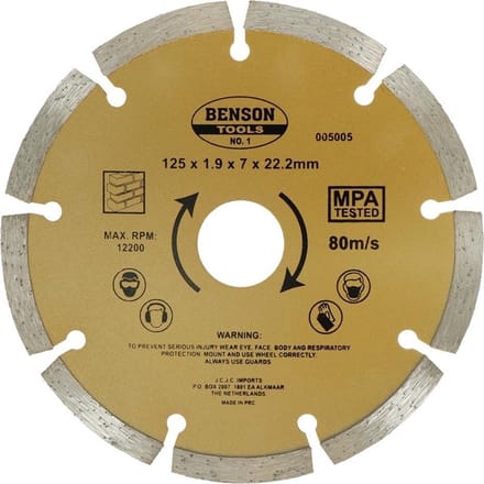 Benson Universele diamantschijf - getand - Ø 125 mm - voor beton en steen