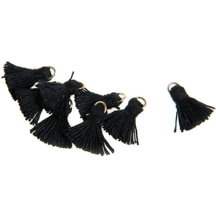 Kwastje met oogje, 8 stuks, 15 mm - Zwart