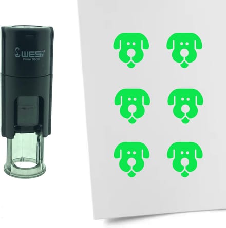 CombiCraft Stempel Hond 10mm rond - groene inkt