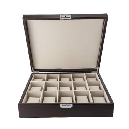 Emilie collection - horlogedoos - bruin - luxe opbergdoos voor 15 horloges - maat large