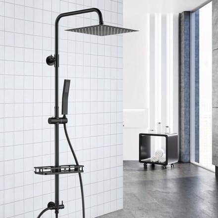 Auralum Max Douchesysteem - Regendouche Ø 30CM - Handdouche Ø 10CM - Waterbesparend - Zwart