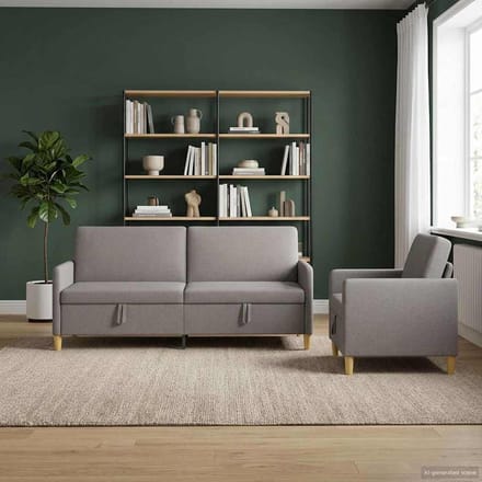 vidaXL - Sofa - Set - Met - Opslag - 2 - st - Taupe - Polyester