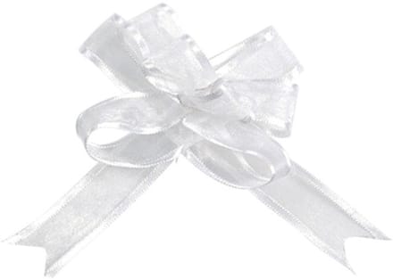 SANTEX - 5 mini organza strikjes wit 16 mm voor elegante bruiloft