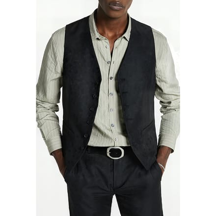 John Varvatos Front Body Darts Vest Black Größe: 46 | Bodywarmer Outlet | Herren | Schwarz