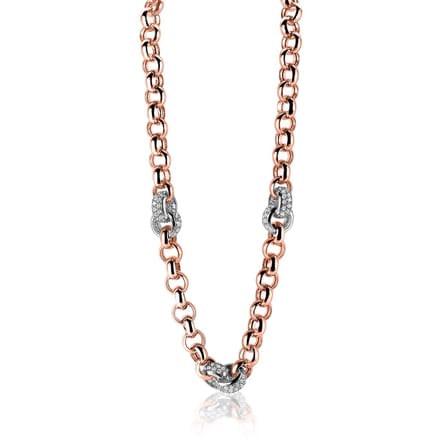 ZINZI zilveren jasseron collier rosé verguld wit 45cm ZIC1207R