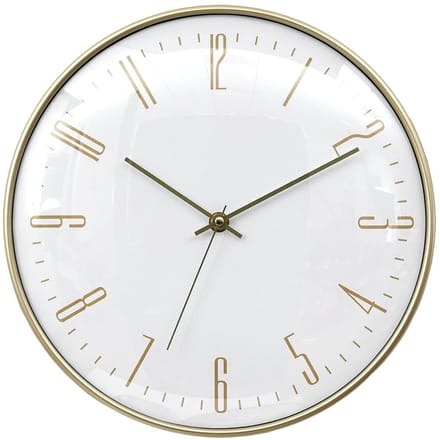 Home deco factory stille wandklok - goud/wit - D30 cm - kunststof