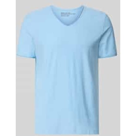 T-shirt met V-hals en rolzoom