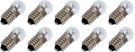 Signaallamp E10 6V 0.36W - 60 mAh - 10 stuks - G11 Gloeilamp Ø11mm - 24mm - 2500K - Dimbaar
