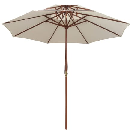 vidaXL - Dubbeldekker - parasol - 270x270 - cm - houten - paal - crèmewit