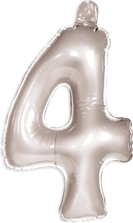 Opblaascijfer 4 zilver