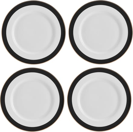Mikasa - Dinerborden - Luxe Deco - China - Zwart Wit Goud - Set van 4 - 27.5cm