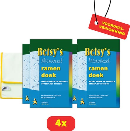 Betsy's microvezelramendoek - 40x40cm - 4 stuks Voordeelverpakking