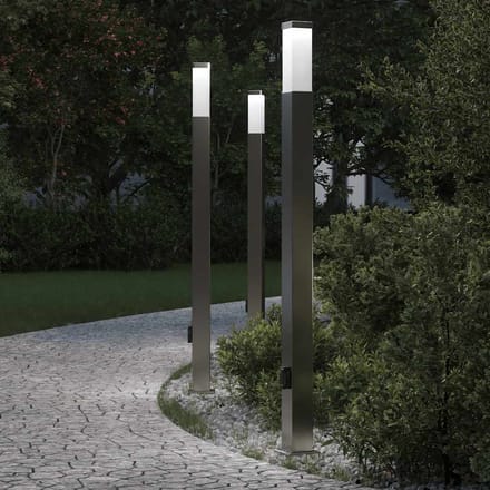 vidaXL Bolderverlichting met stopcontact 3 stuks 110 cm RVS IP44