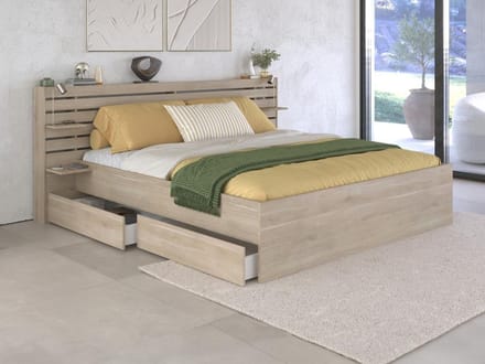 Vente-unique Bedframe hout natuurlijk licht 180 x 200 cm (Super King Size Bed)