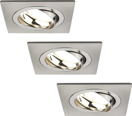 Ledvion - 3X LED Inbouwspot Sevilla - Dimbaar - 3W - 2700K - Ø92 mm - RVS