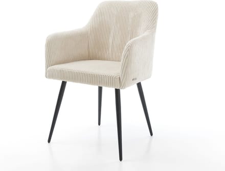 Gestoffeerde-stoel Greg-Flex 4-poot conisch zwart koord beige pocketveer kern