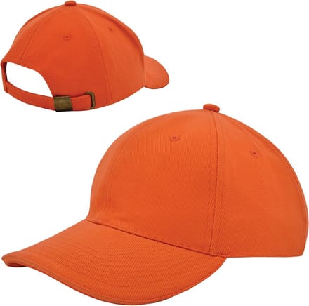 6 Panel Cap van zwaar geborsteld katoen met koperen bucklesluiting - Oranje
