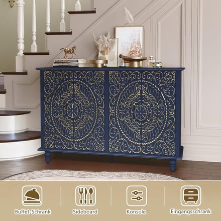 Sideboard – Rustiek Vintage Küchenschrank mit 38x121x80 cm - Medahomestore