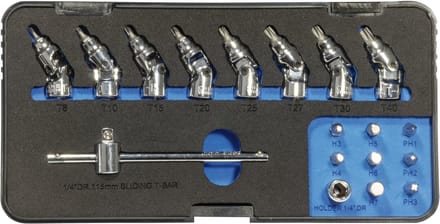 SW-Stahl dopsleutelset, T-profiel zonder gat, S2 staal, 04462L