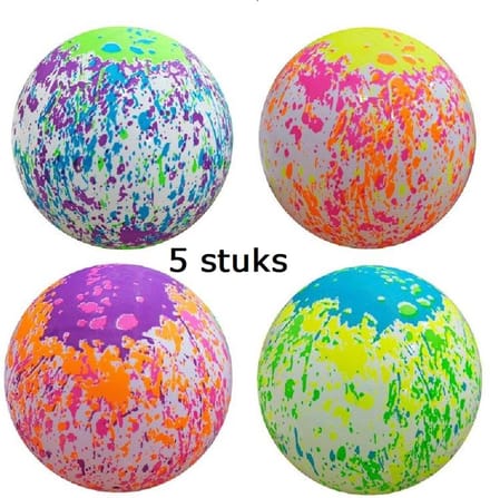5x plastic voetbal met verfspatten print - diameter 23 cm