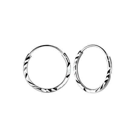 Joy|S - Zilveren oorringen 14 mm - diamond cut