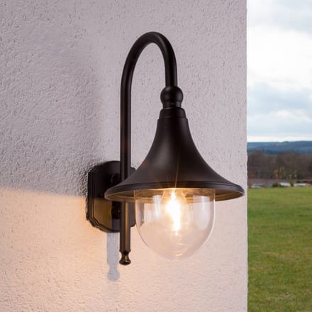 Lindby - Wandlamp buiten - 1licht - Aluminium, polycarbonaat - H: 44.2 cm - E27 - zwart, helder