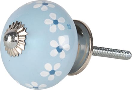 Clayre & Eef Deurknop Ø 4x4 cm Blauw Keramiek Bloemen