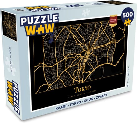 Puzzel Kaart - Tokyo - Goud - Zwart - Legpuzzel - Puzzel 500 stukjes
