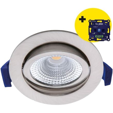 LED inbouwspot - geborsteld nikkel - 5W - dimbaar - 450 lumen - IP54 waterbestendig