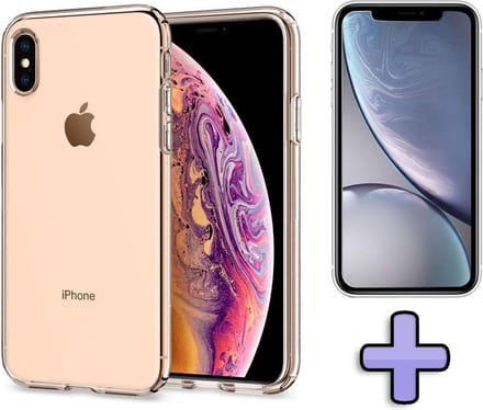 HB Hoesje Geschikt voor Apple iPhone X / XS - Siliconen Back Cover / Glazen Screenprotector - Transparant