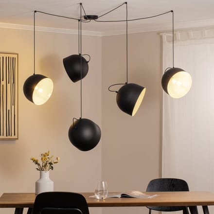 ALDEX Hanglamp Pepe, zwart, 5-lamps