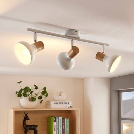 Lindby - buitenspot - 3lichts - Metaal - H: 19.5 cm - E14 - wit, licht hout